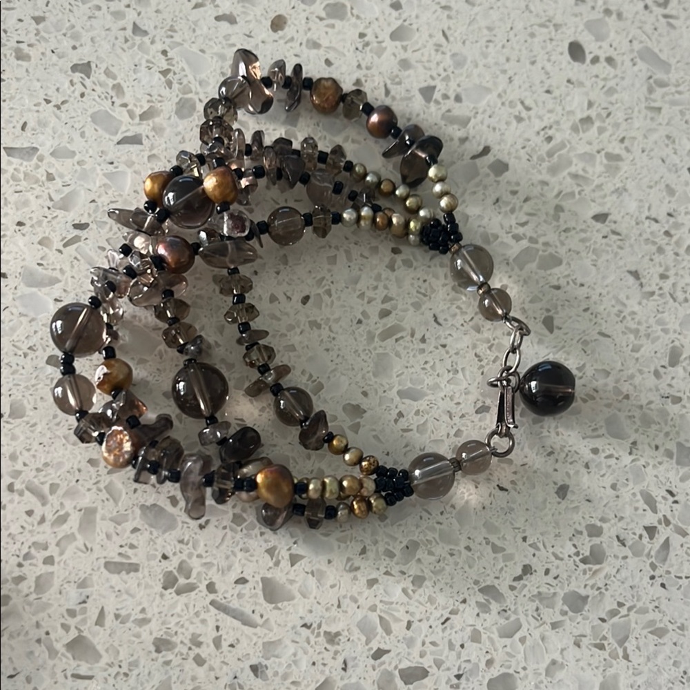Smokey Quartz & Freshwater Pearl Four Strand Bracelet